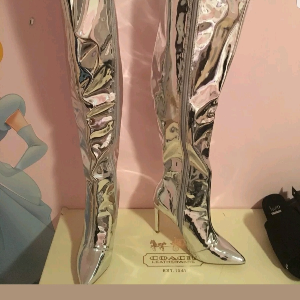 Metallic tall boot forever 21 size 7